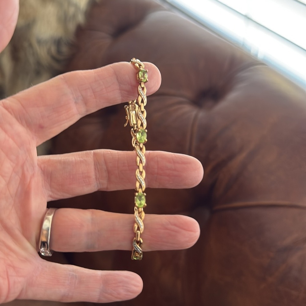 Gold Plated Sterling Silver and Peridot Bracelet